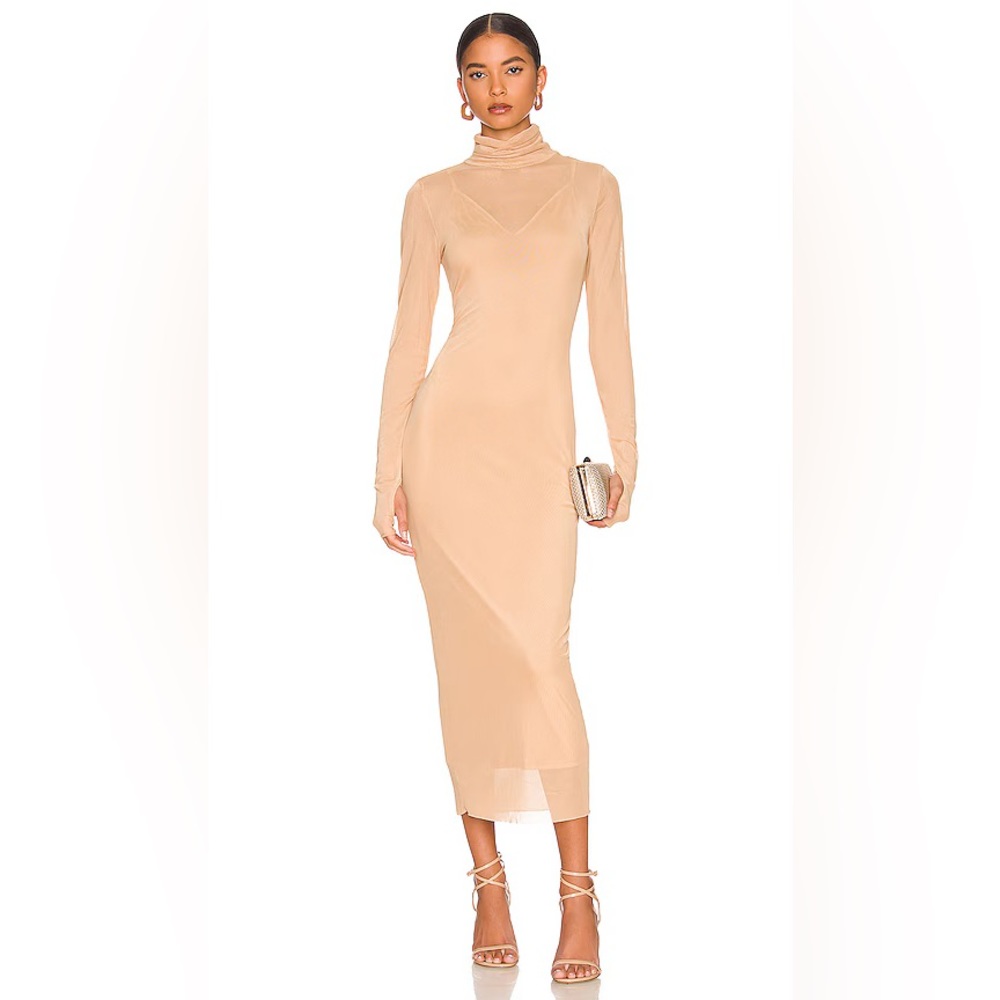 AFRM Shailene Long Sleeve Mesh Midi Dress Size Large